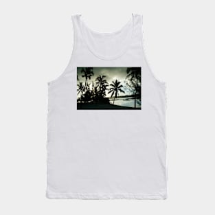 Silhouette palms at sunset. Tank Top